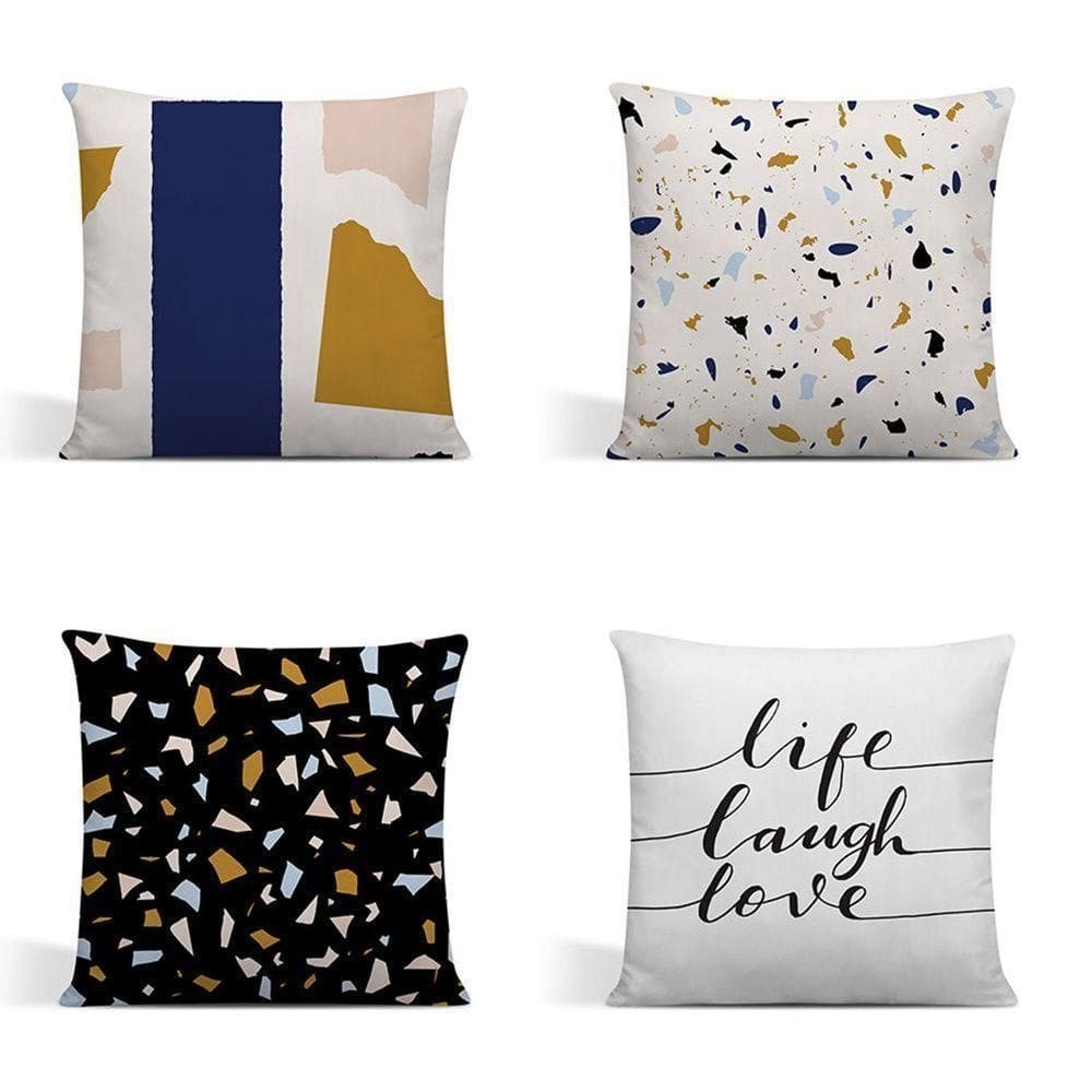 Kit 4 Capas Para Almofadas Decorativas Juma Oxford 100% Poliéster - Granilite Preto