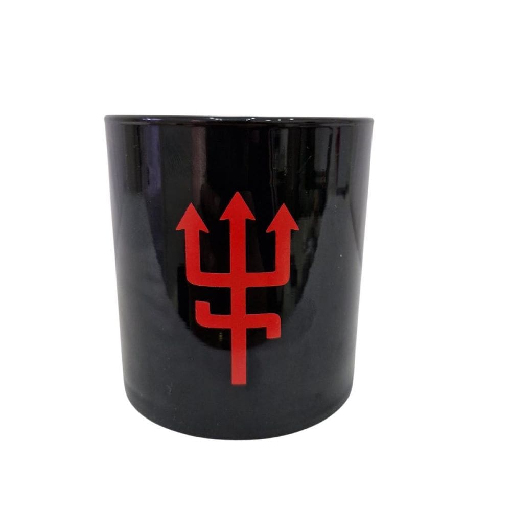 Copo Vidro Preto Whisky Exu Tridente Vermelho