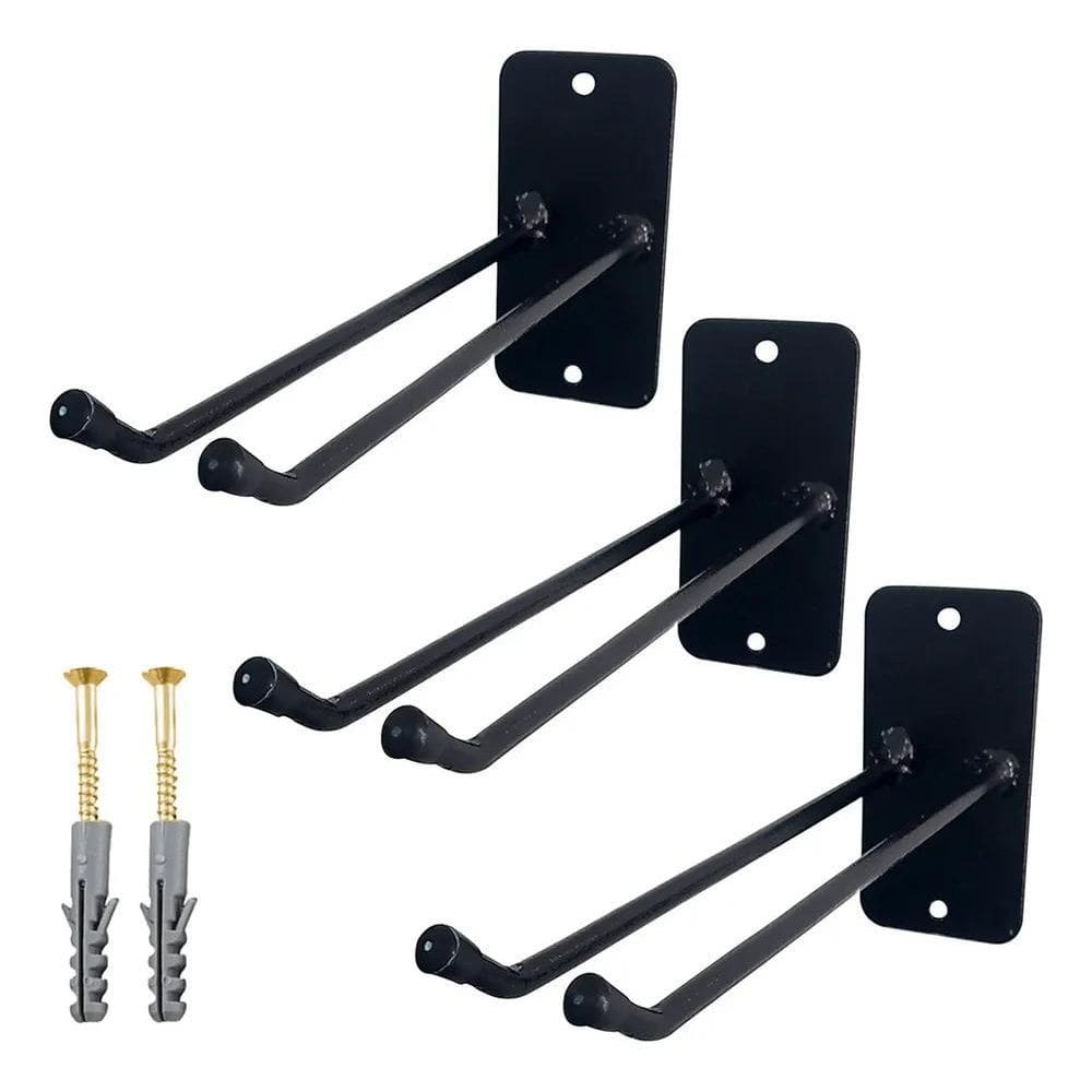 2X Kit 3 Suportes Porta Vassoura Rodo Parede Gancho Organiza