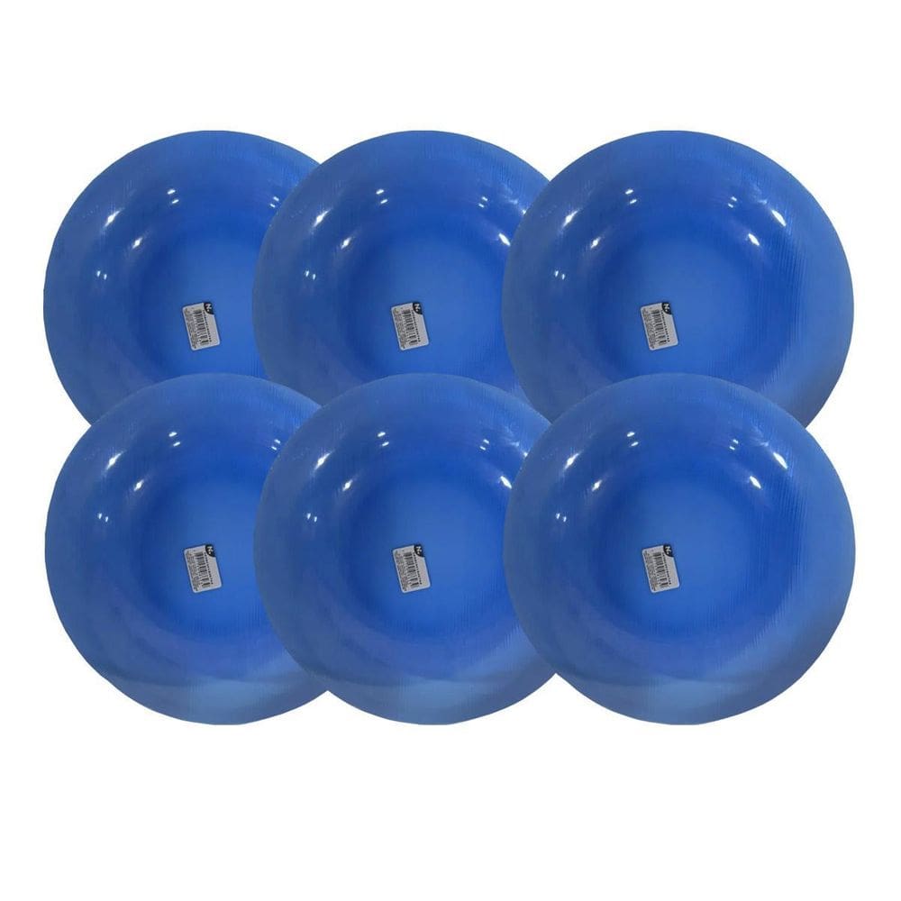Prato Fundo De Vidro Diamante Sky Azul 22Cm 6Un Nadir 5838