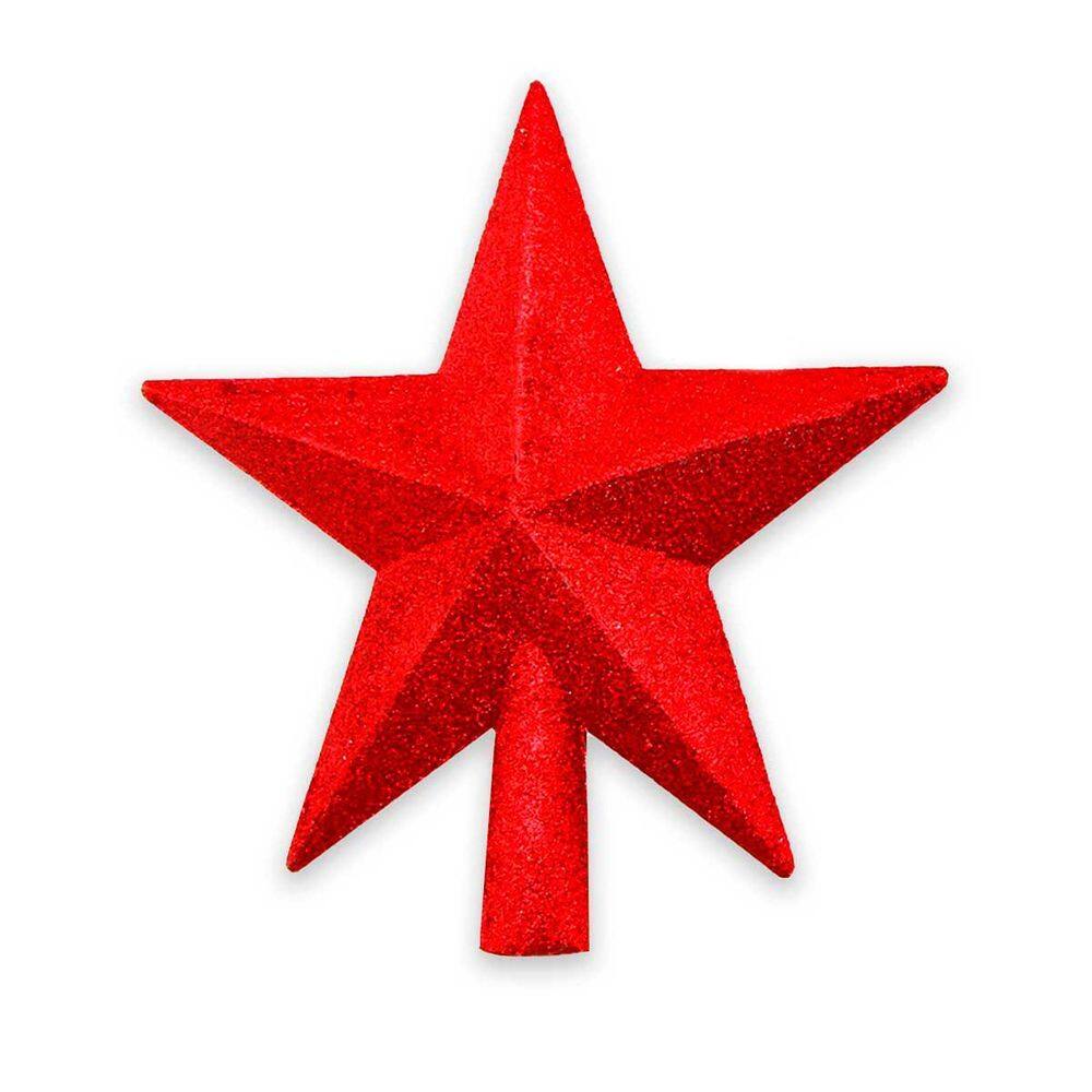 Estrela Ponteira Para Arvore De Natal Glitter 20Cm-Vermelho