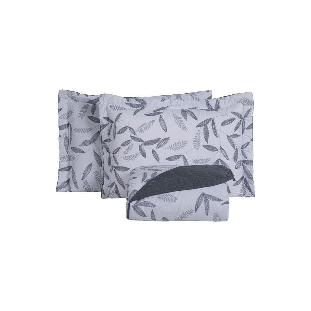 Cobre Leito 3 Peças Queen Percal 200 Fios Colori 100% Poliéster - Cinza