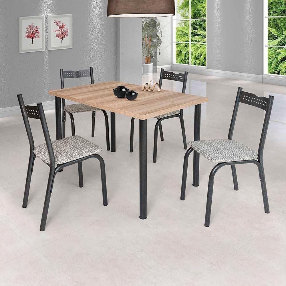 Mesa Com 4 Cadeiras Para Cozinha 110 Cm Preto Carvalho