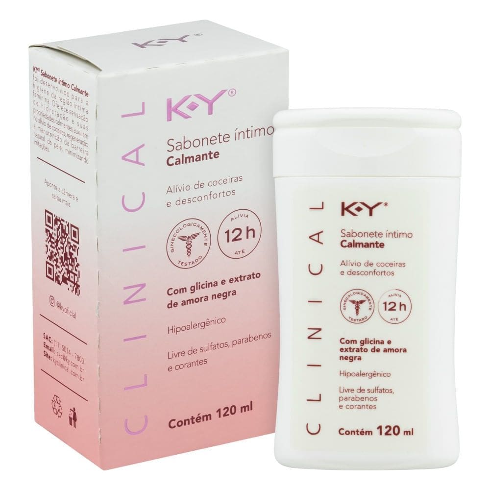 K-Y Clinical Sabonete Íntimo Líquido Alívio de Coceiras e Desconfortos 120ml