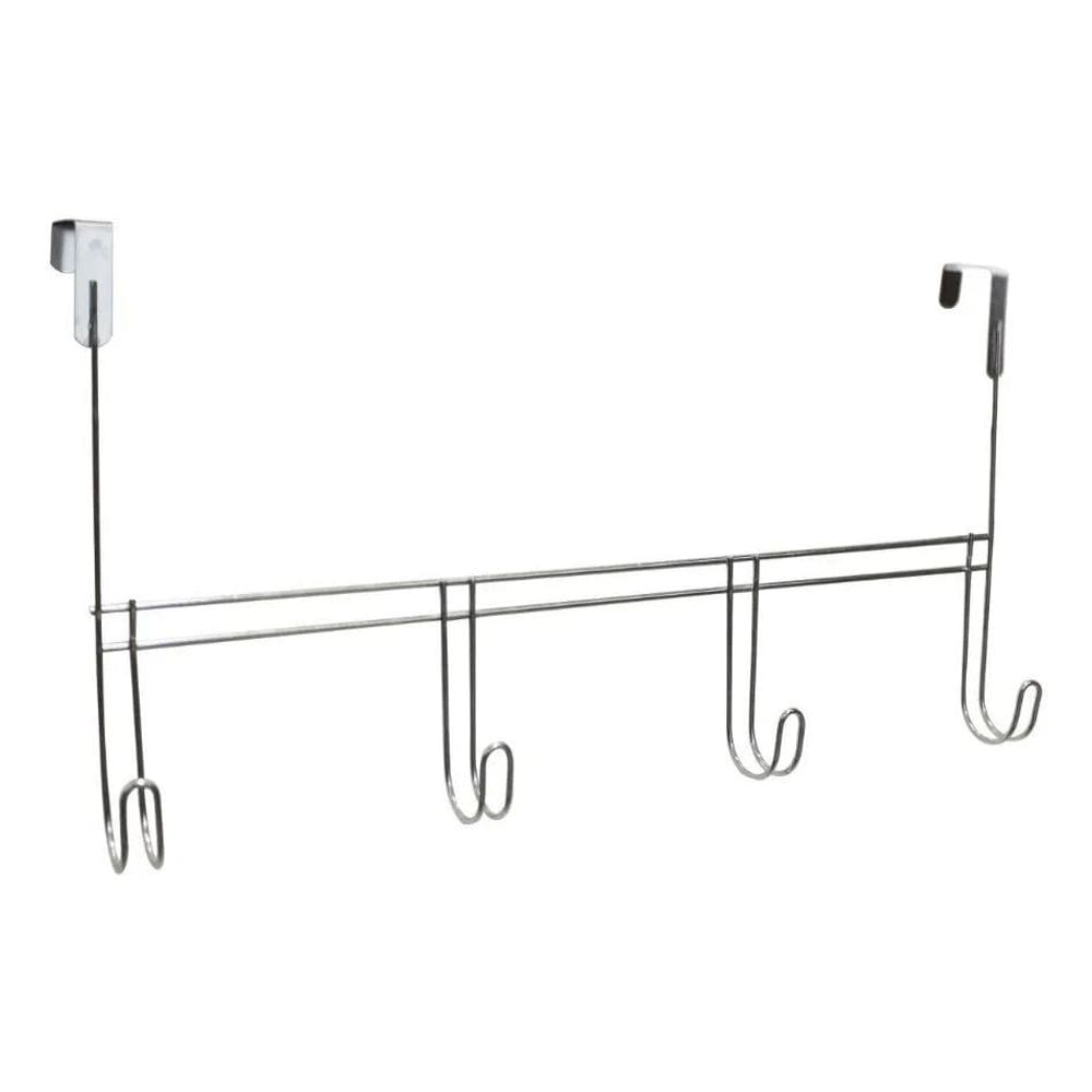 10X Cabide Multiuso Com 4 Ganchos Para Porta Aço Cromado Csk