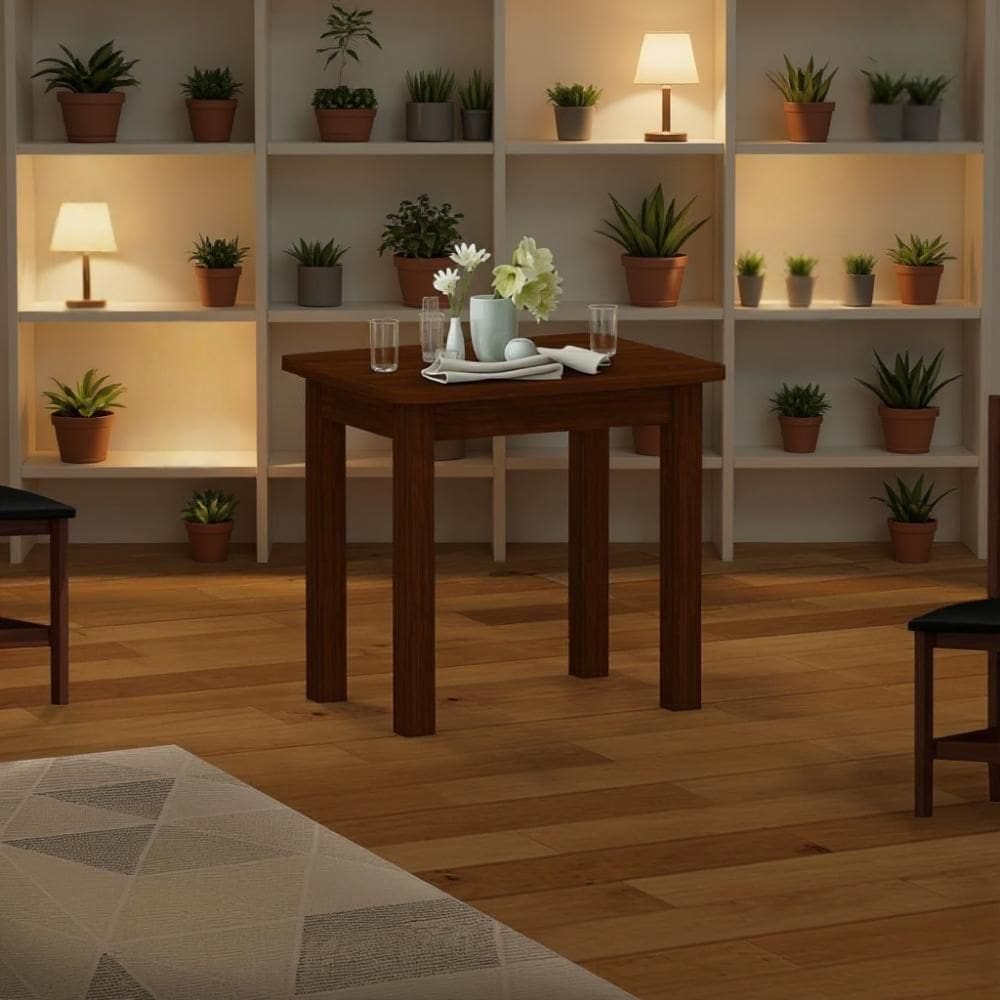 Mesa De Jantar 4 Lugares 67x88 Madeira Maciça Castanho