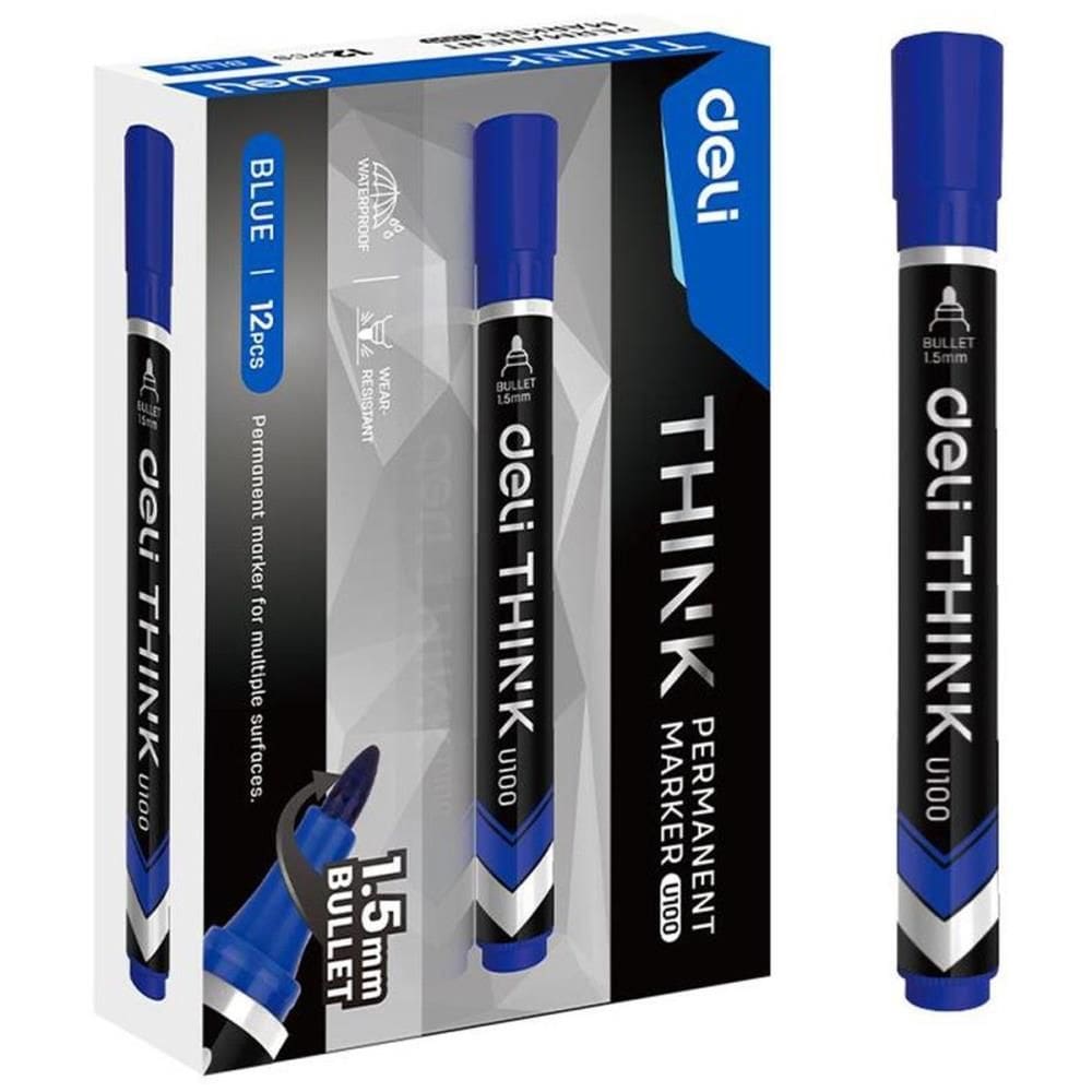 Marcador Permanente Ponta Bullet Redonda 1,5mm Azul 12unid