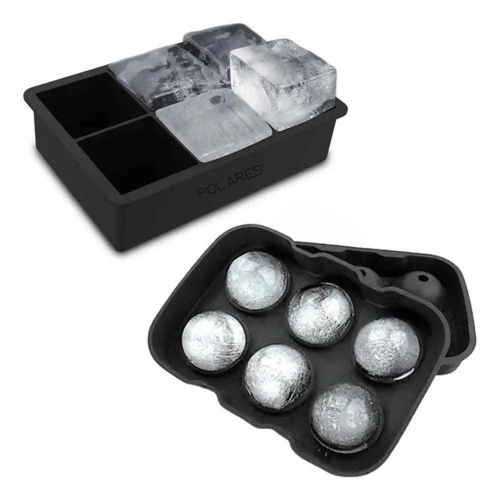 Polares Kit 2 Forminha Silicone Gelo Quadrado E Bola 6 Gelos