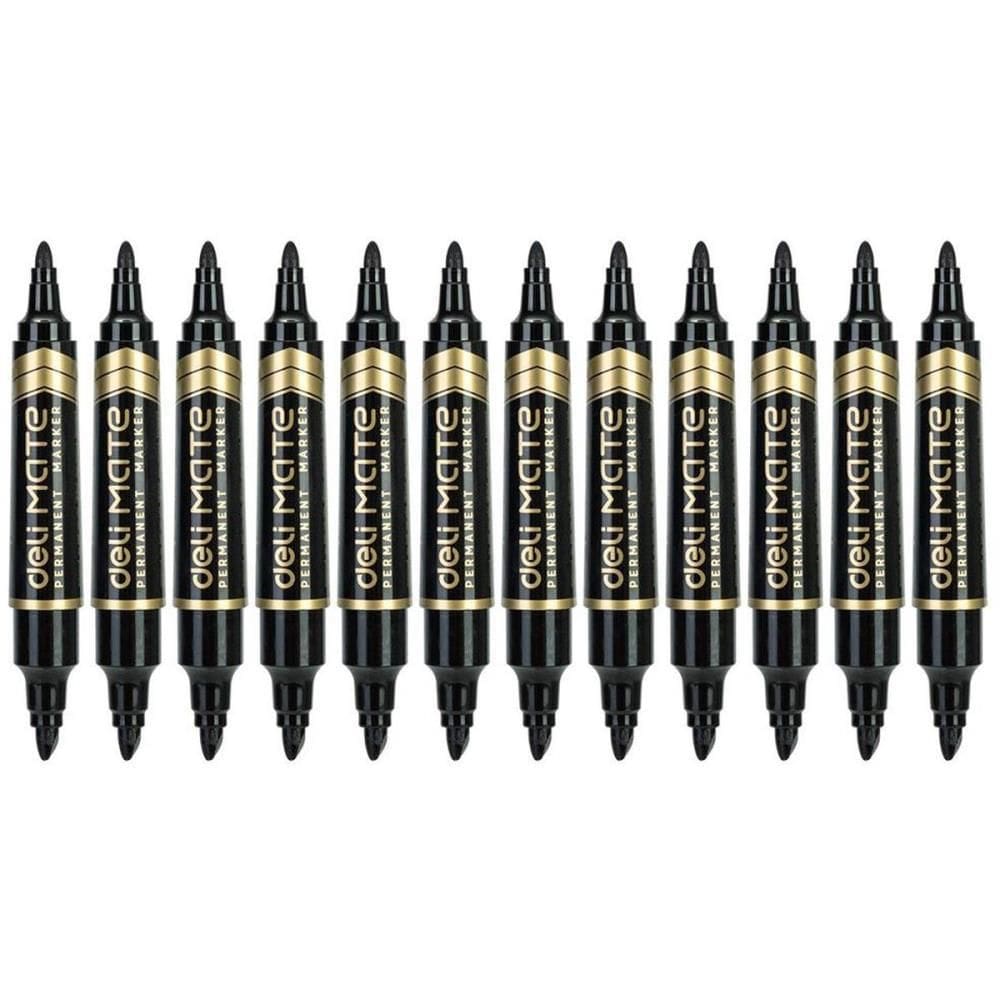 Marcador Permanente Ponta Chanfrada Duas Pontas Preto 10unid