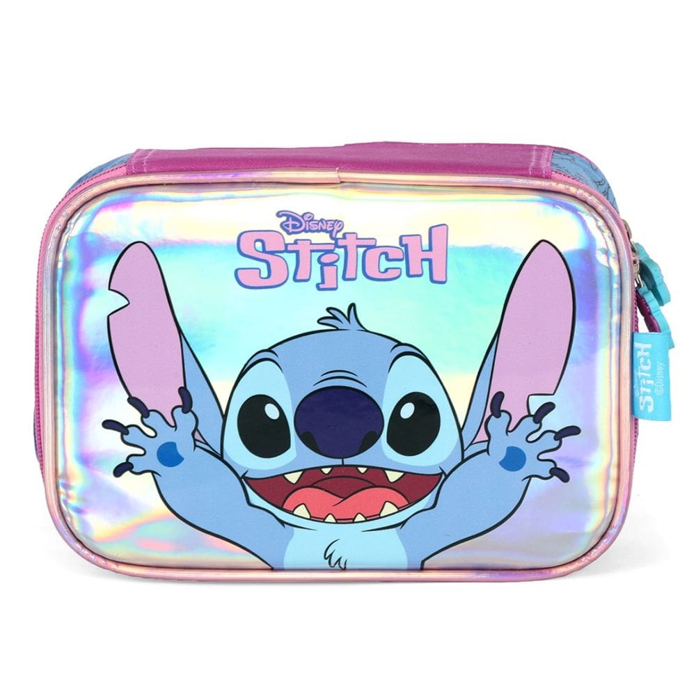 Estojo Box Escolar Infantil Juvenil Stitch Roxo Holográfico