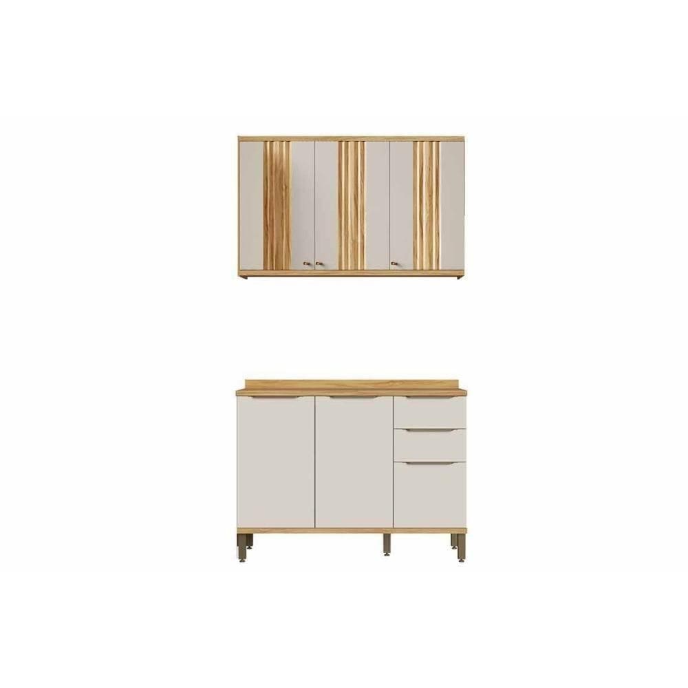 Cozinha Completa Sauvignon 2 Peças (1aéreo+1balcão) C2p62 Amendoa-off White - Ronipa