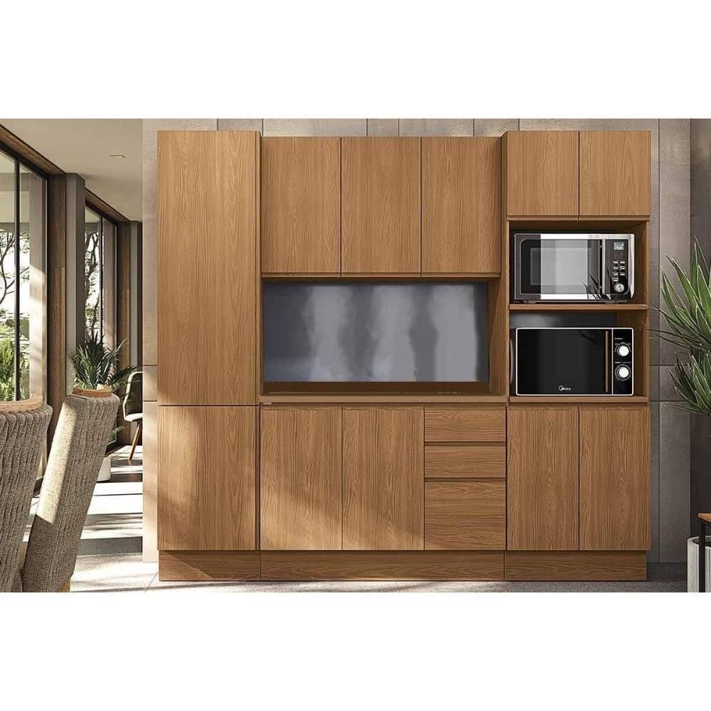 Kit De Cozinha Completa 5 Peças Ciela (2aéreo+1balcão+2paneleiros+1complemento) C5p82 Canela - Kappesberg