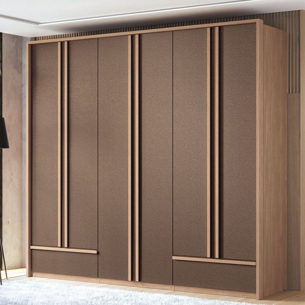 Guarda-Roupa Casal Nassau 6 Portas 5 Gavetas Wood/Terracota - Pnr Móveis