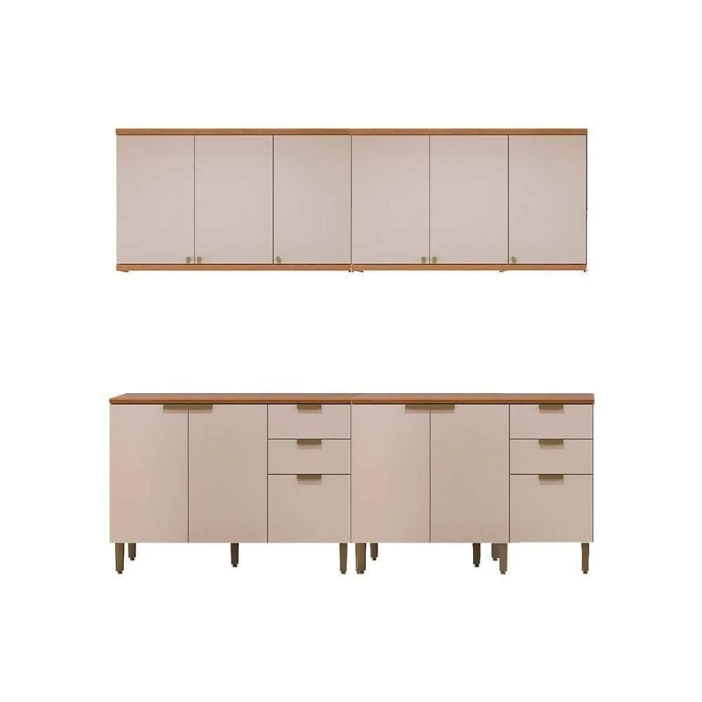 Kit De Cozinha Completa 4 Peças Selene (2balcões+2aéreos) Cp21 Jequitiba-off White Fosco - Linea Brasil