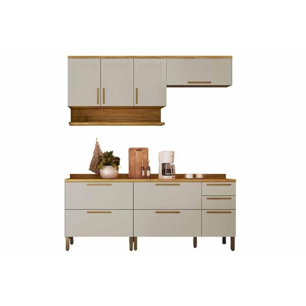 Cozinha Completa Riesling 4 Peças (2aéreos+2balcões) C4p250 Amendoa-off White - Ronipa