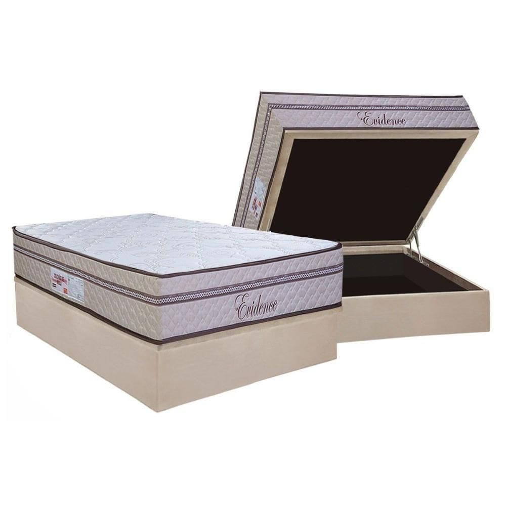 Cama Box Baú Casal: Colchão Molas Ensacadas Paropas Evidence + Base Crc Suede Clean (138x188)