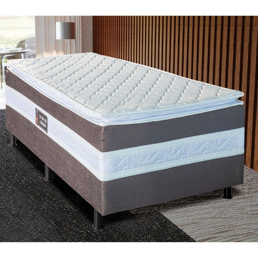 Cama Box Solteiro Conjugada (88x188) D28 Grafite Breare Master Design Colchões