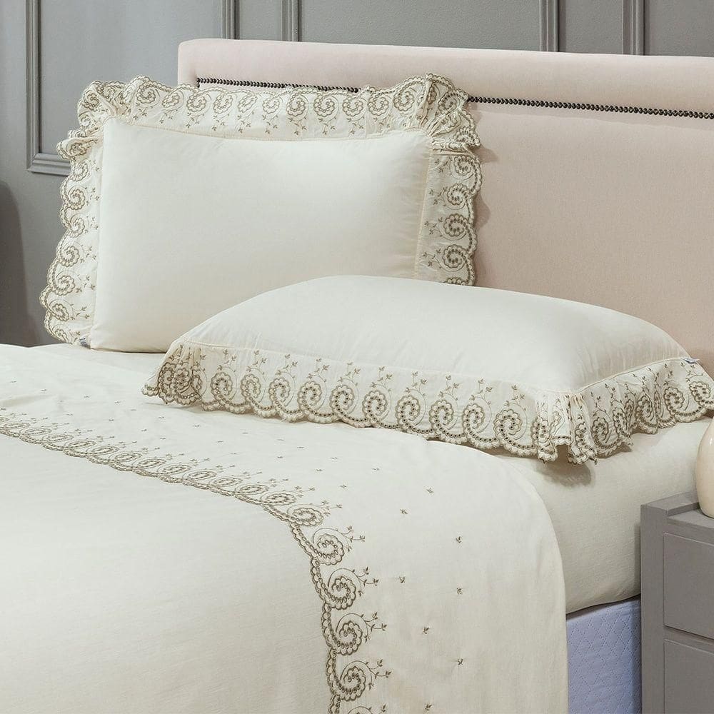 Jogo De Lençol 4 Peças Queen Percal 200 Fios Mistral 100% Algodão - Palha