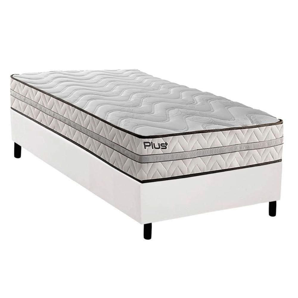 Cama Box Solteiro: Colchão Espuma D33 Paropas Pasquale Plus + Base Crc Corano White (88x188)