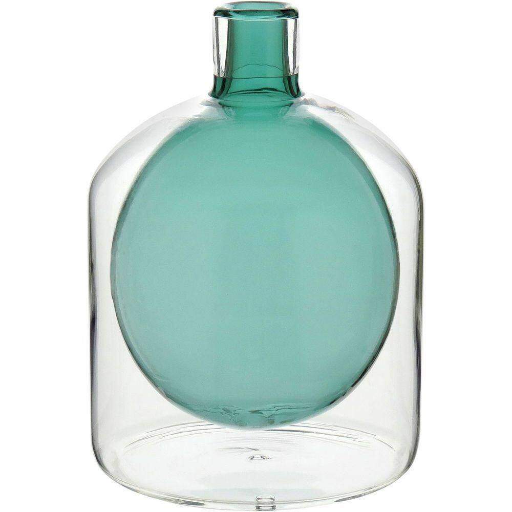 Vaso Decorativo Enfeite Casa Garrafa Vidro 17x15x15cm Cinza