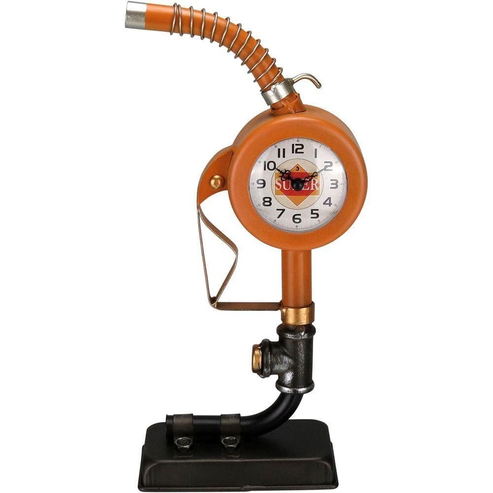 Relogio De Mesa Vintage Decorativo Metal 37x17x8cm Amarelo