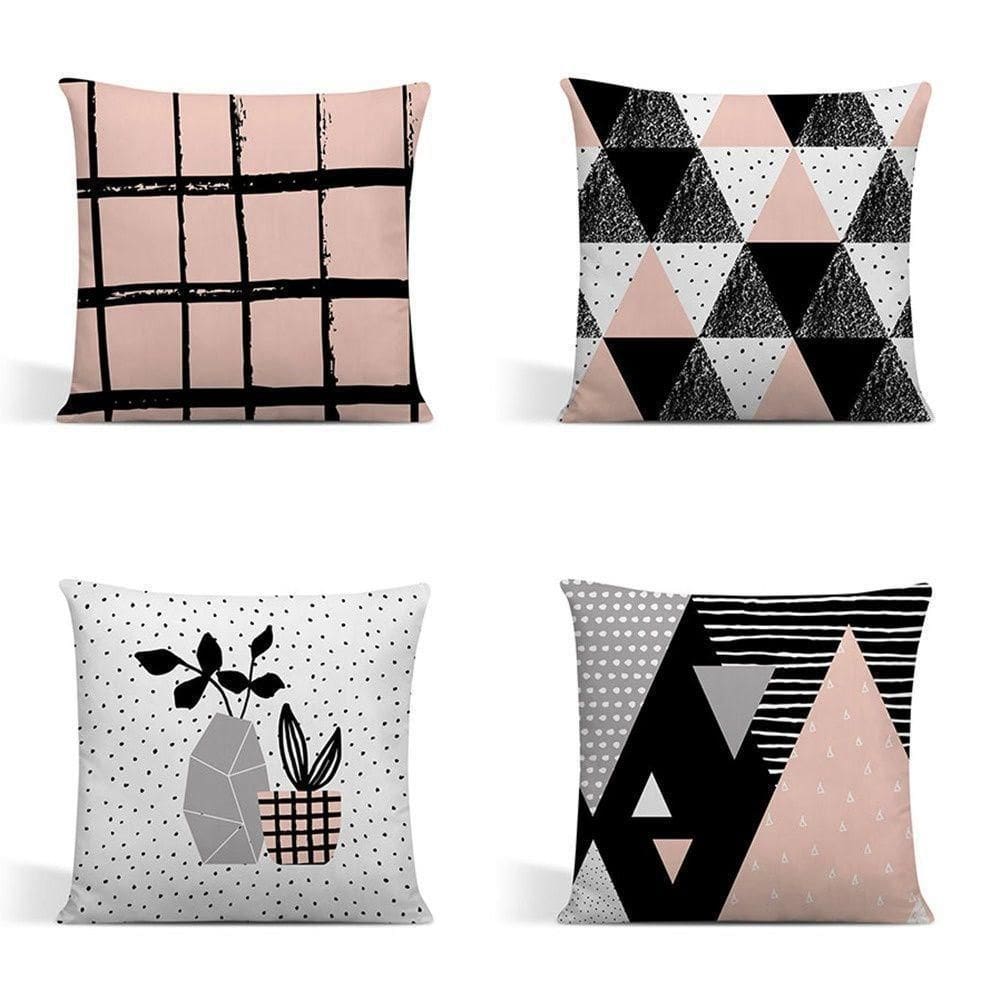 Kit 4 Capas Para Almofadas Decorativas Juma Oxford 100% Poliéster - Escandinava Rosa