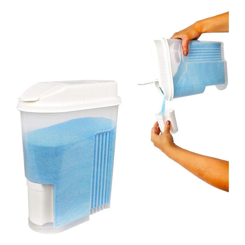 Porta Sabão Em Pó Com Direcionador Copo Dosador Medidor 1 Kg