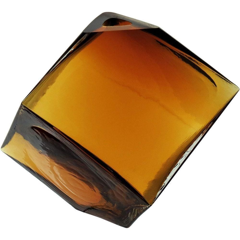 Vaso Decorativo Enfeite Casa Vidro 11x11x11cm âmbar