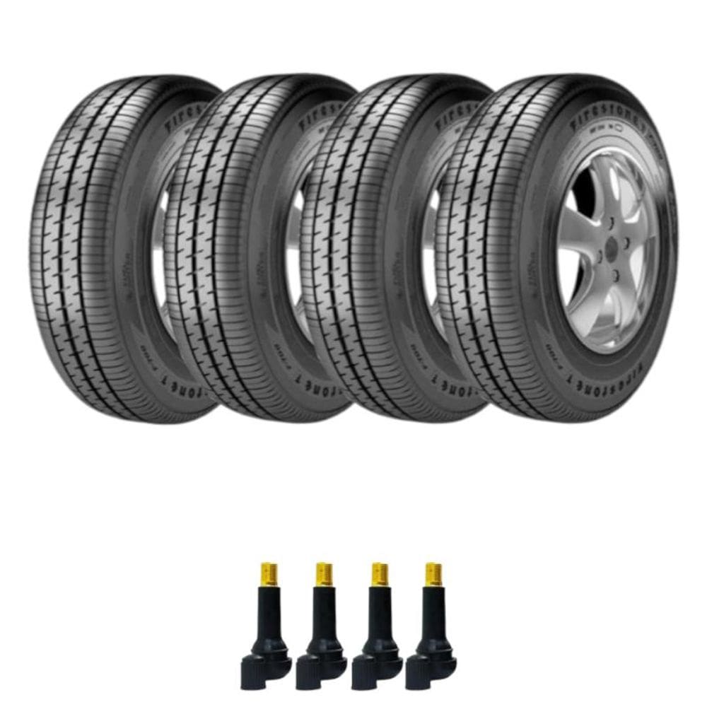 Combo 4 Pneus 195/55r15 F700 Firestone + Bico Valvula Tr414