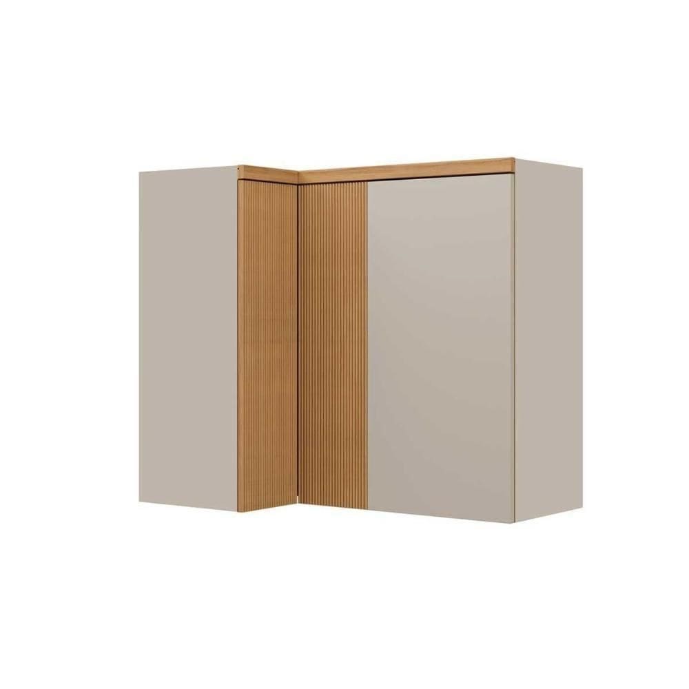 Armário Aéreo Cozinha Modulado Allure De Canto C- 3 Portas 93cm Jequitiba-gris Fosco - Linea Brasil