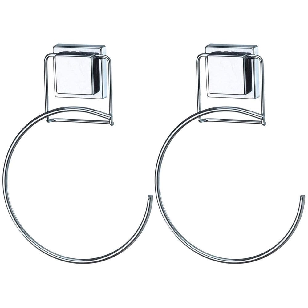 Kit 2 Toalheiro Argola Com Ventosas Porta Toalha Banheiro