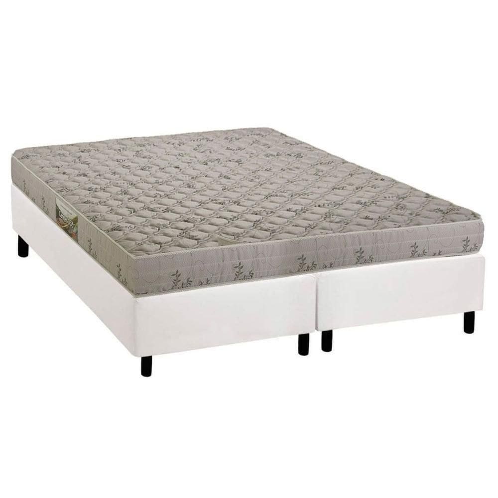 Cama Box Queen: Colchão Espuma D33 Herval Cannes + Base Crc Corano White (158x198)