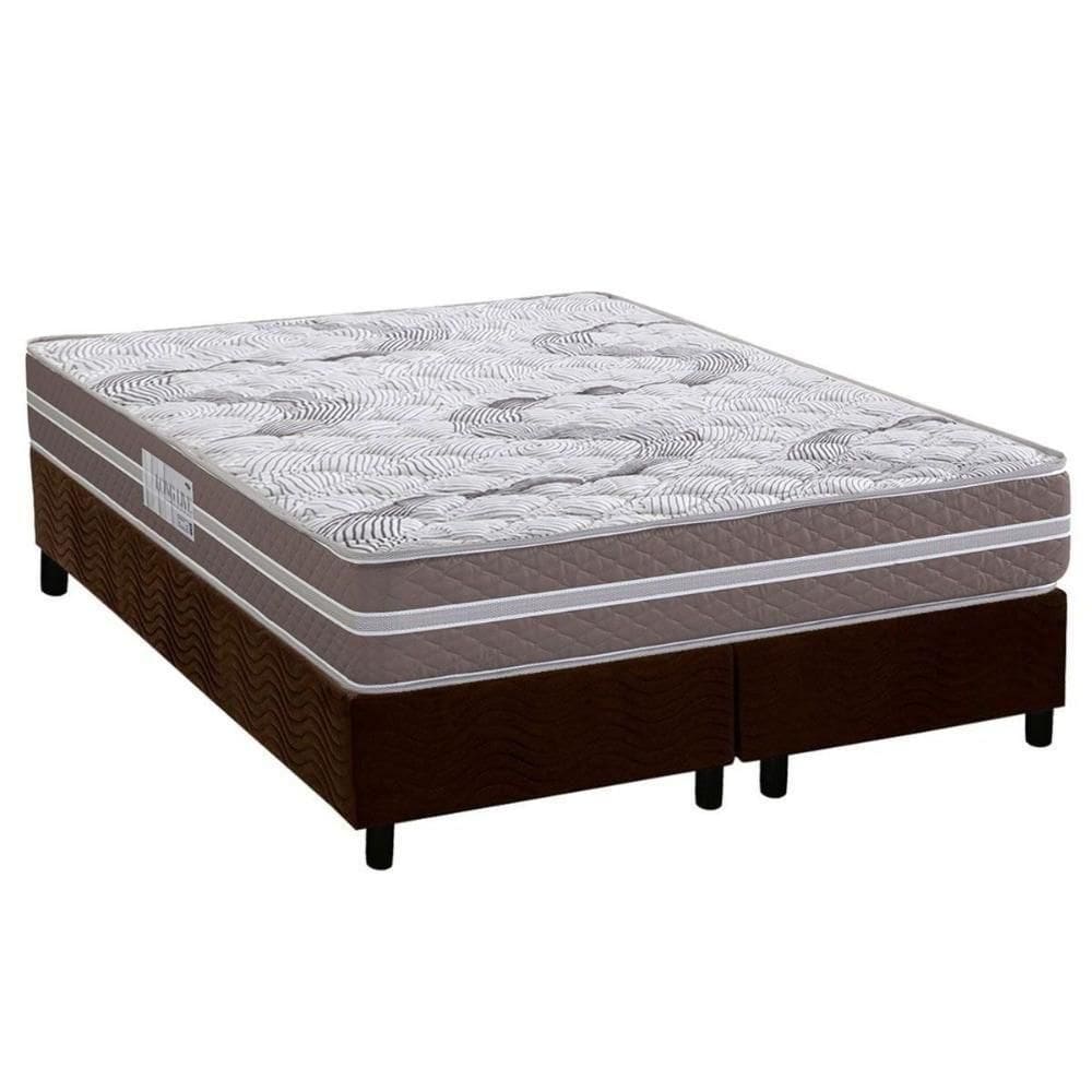 Cama Box Queen: Colchão Espuma D33 Herval Long Live + Base Crc Suede Brown (158x198)
