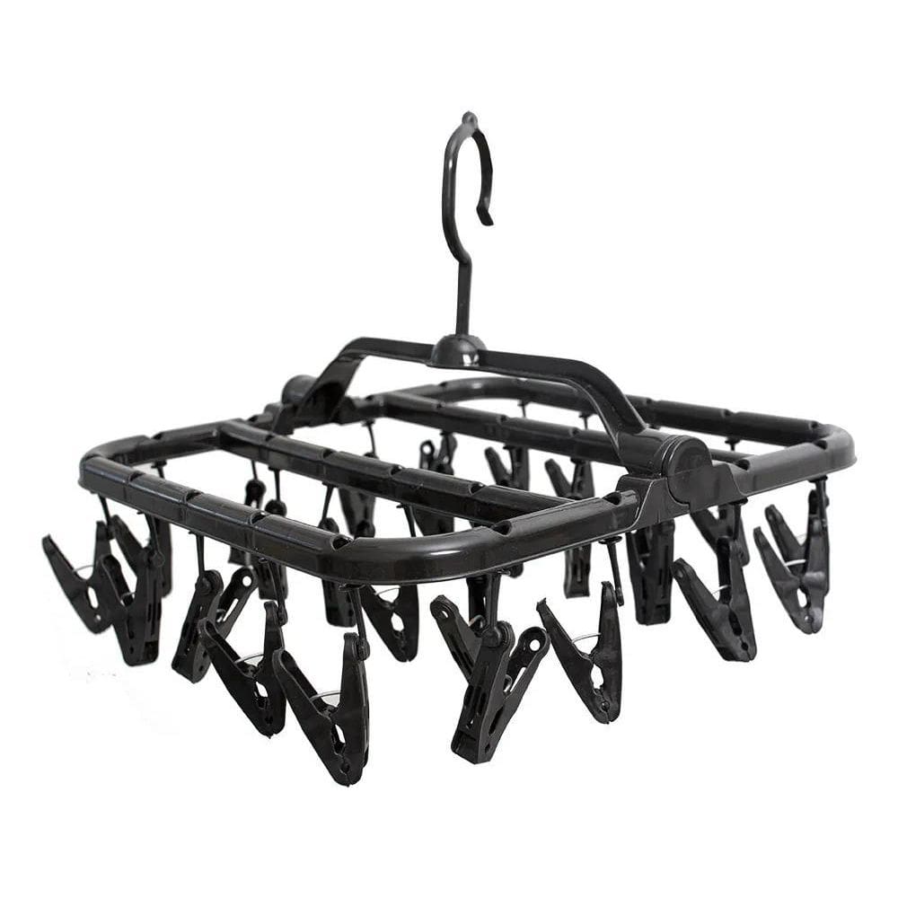 10X Mini Varal Multiuso Preto Com 26 Prendedores