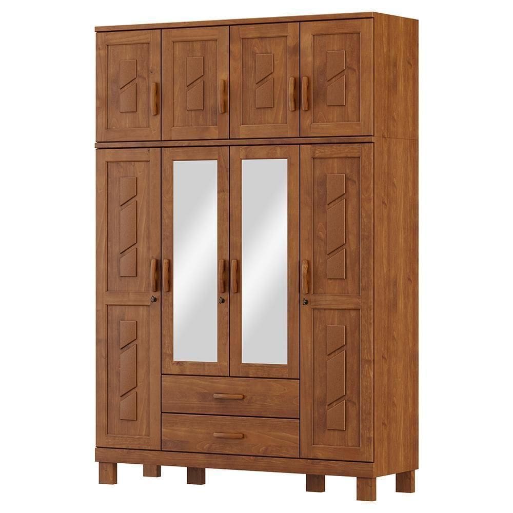 Guarda Roupa 8p 2g Espelho Com Aplique 150 Cm 1275 Castanho Milani Store Castanho