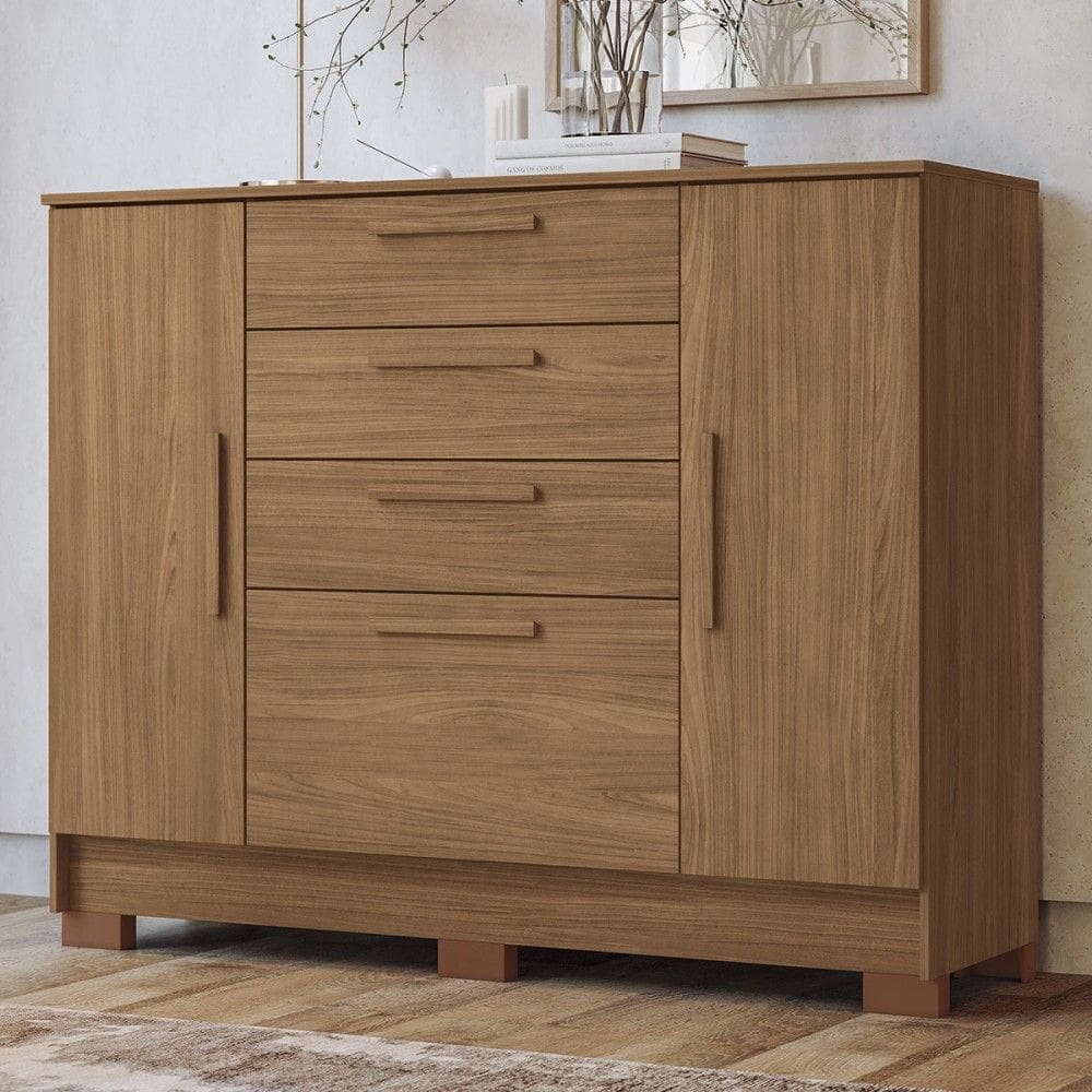 Cômoda Morris 2 Portas 4 Gavetas Jatoba- Pnr Móveis