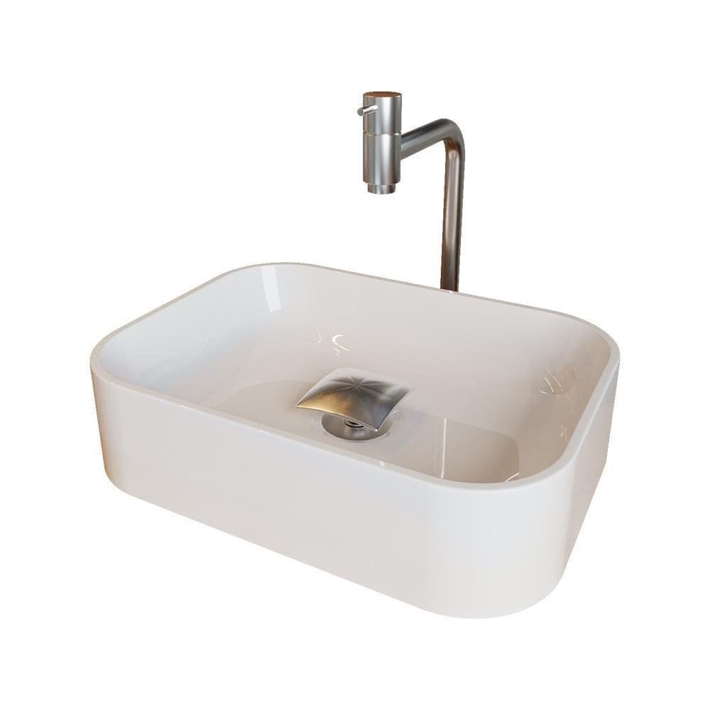 Cuba Pia Banheiro Oxford Torneira Inox Valvula Inox Click Branco Brilho