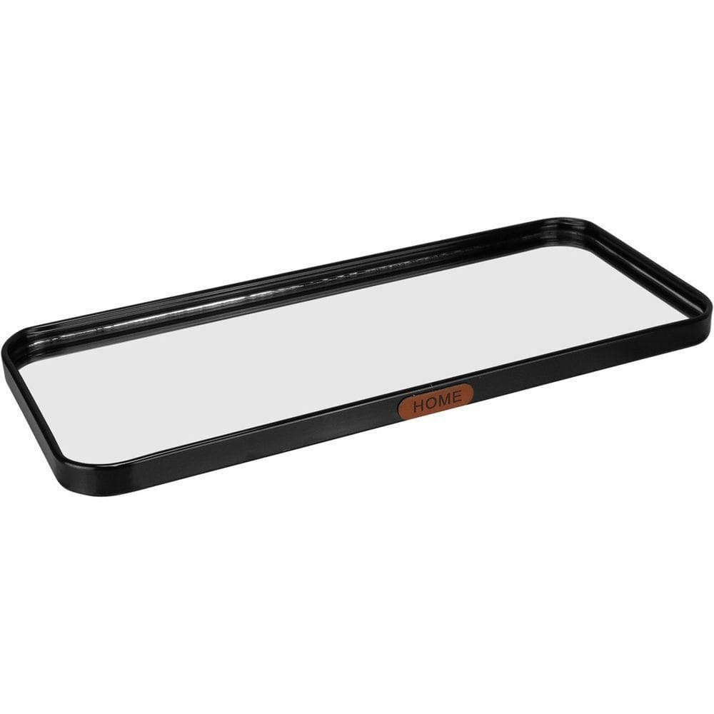 Bandeja Retangular Decorativa Espelho Metal 1x35x15cm Preta
