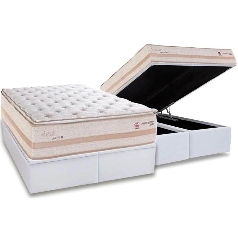 Conjunto Box Baú King: Colchão Molas Herval Maxspring Real + Base Crc Linhão White (193x203)
