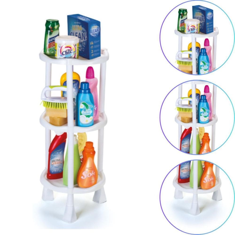 Prateleira Organizador Multiuso Redonda 3 Partes Cor Mármore