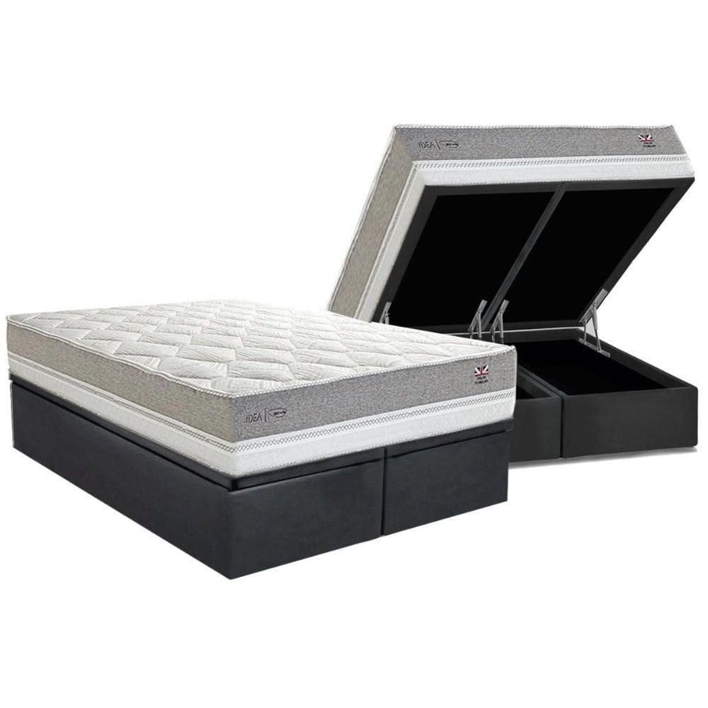 Conjunto Box Baú Queen: Colchão Molas Herval Maxspring C1672 + Base Crc Suede Gray (158x198)