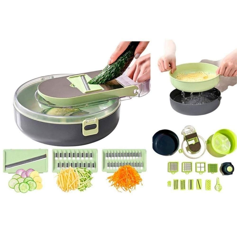 Kit Cortador Ralador Fatiador Legumes Frutas Alimentos Jogo 15 Peças