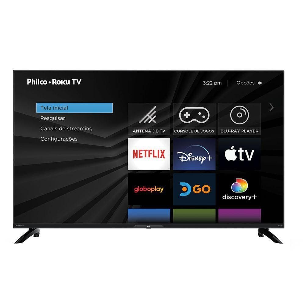 Smart TV 43” Philco 4K PTV43G7ER2CPBL Led Roku TV Quad Core Bivolt