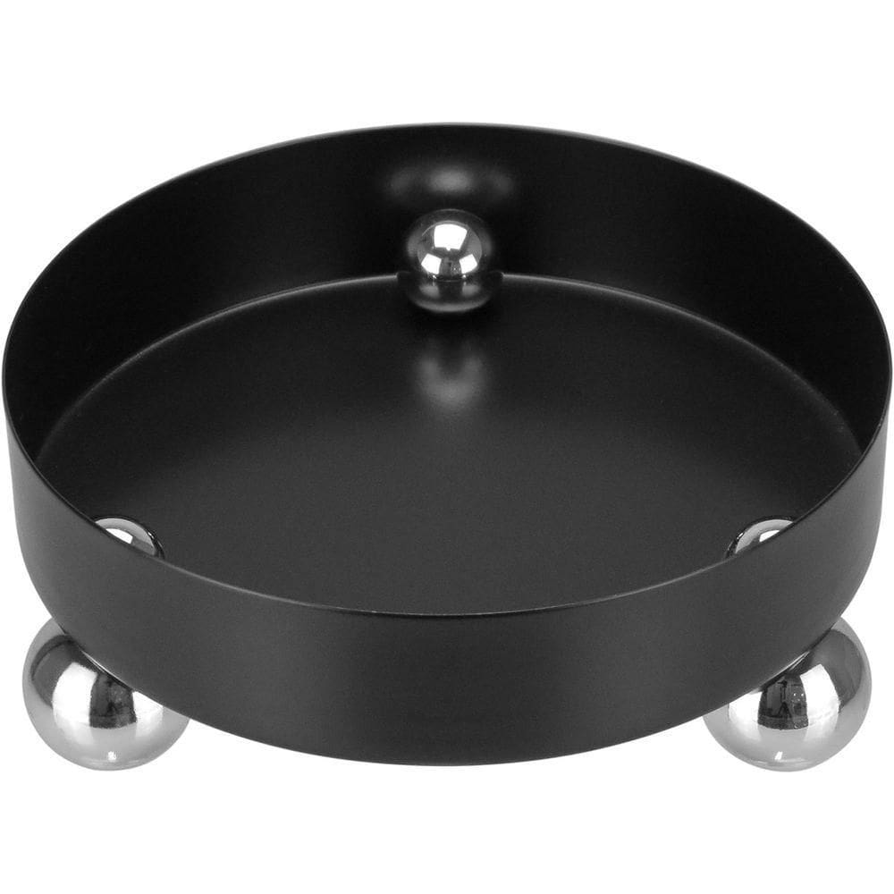 Bandeja Decorativa Para Servir Redonda Metal 6x15x15cm Preto