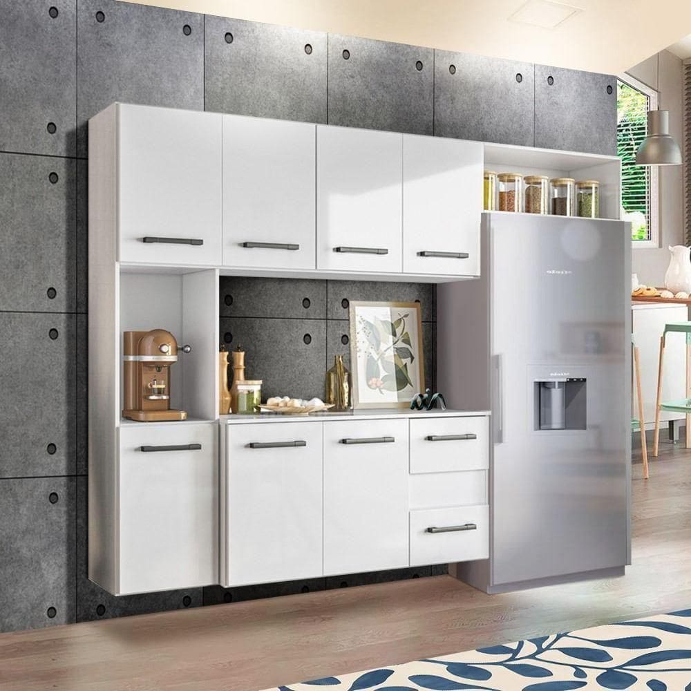 Cozinha Suspensa Completa 1,80m Juliete 7 Portas 2 Gavetas Branco