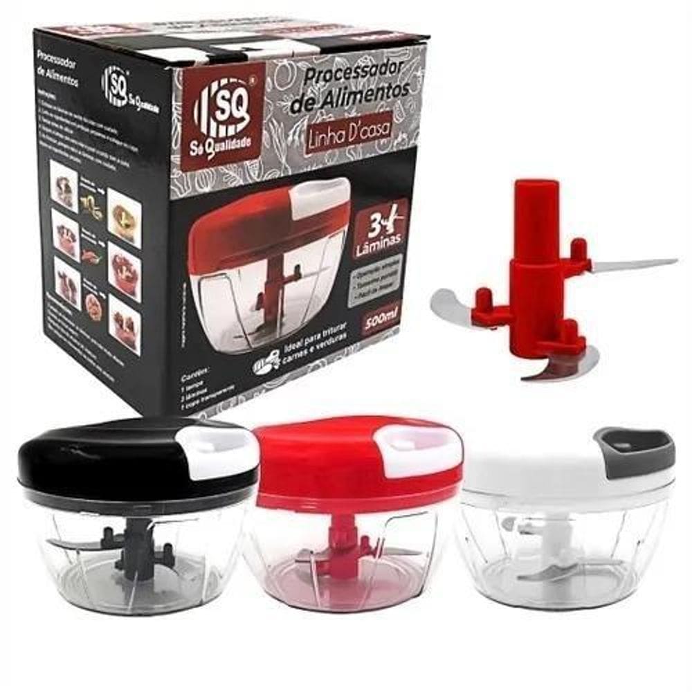 2X Mini Processador Triturador Manual De Alimentos 3 Laminas