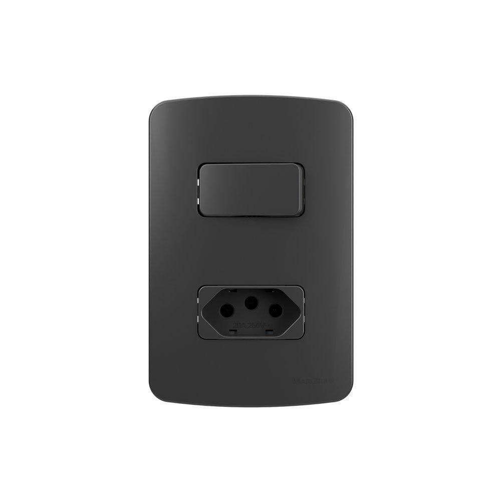 Interruptor Simp+Tomada 2P+T 20A Margirius B3Colors Placa4X2