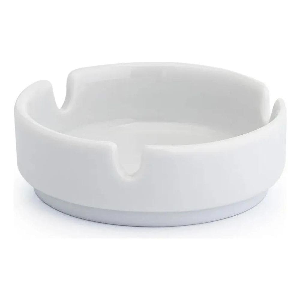 3X Kit 3 Cinzeiro Porcelana Branca Cinzeiros Redondo 8,5Cm C