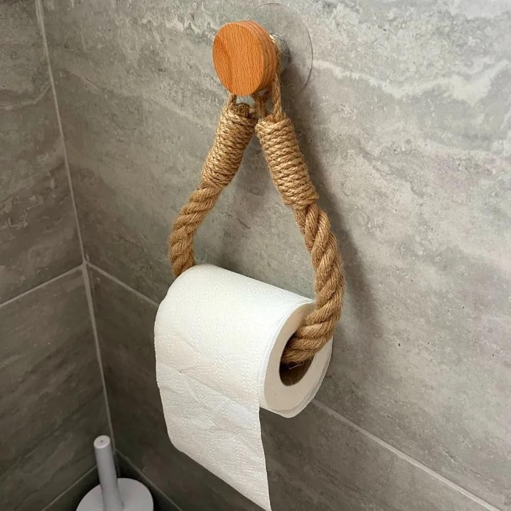 3X Porta Papel Higiênico Artesanal Rústico De Corda