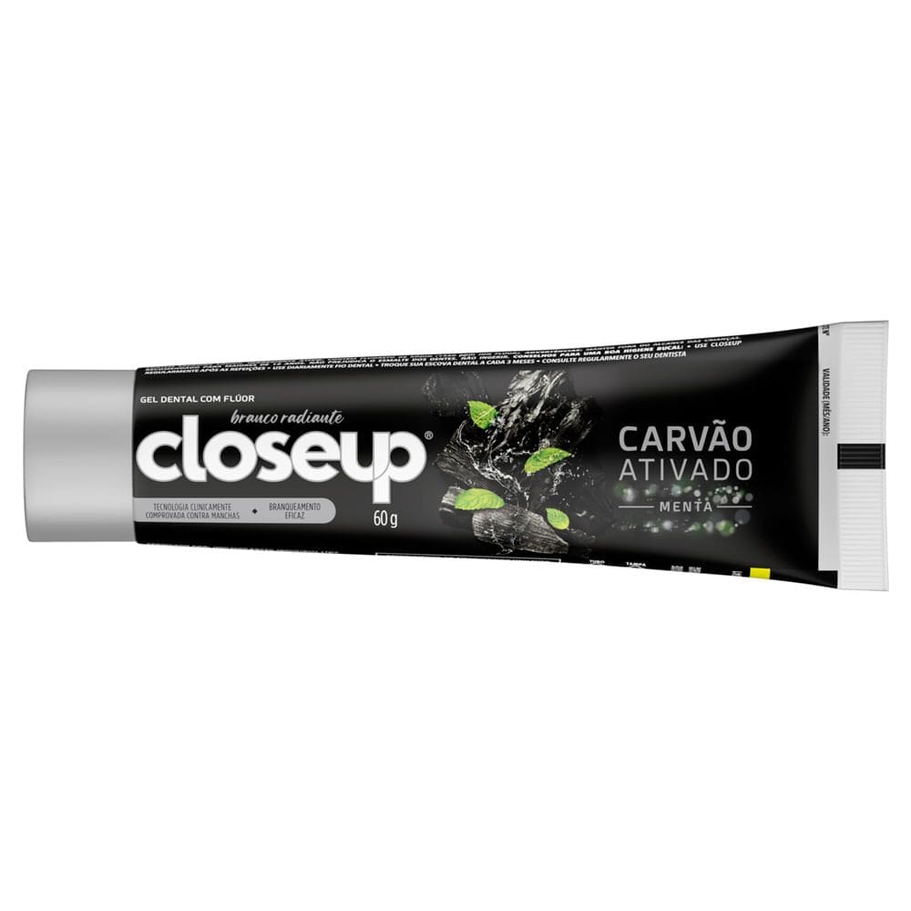 Gel Dental Closeup Branco Radiante Carvão Ativado Menta 60g